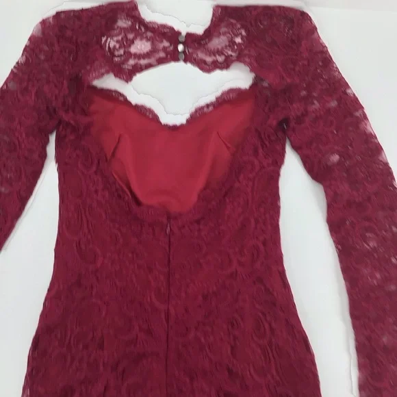 Nicole Miller Lace Sheath Long Sleeve Burgundy Dress Size Small -  threedaughtersproperties.com